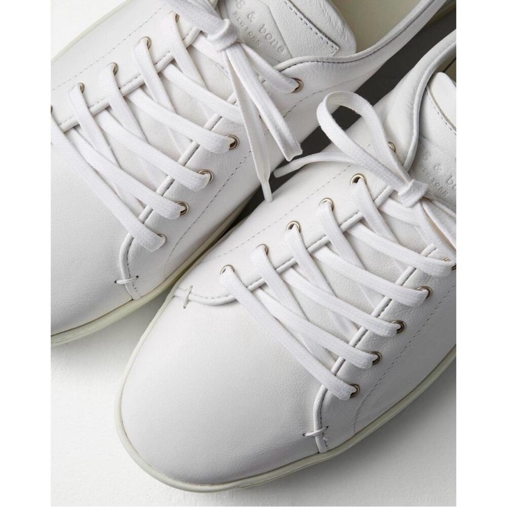 RAG & BONE Kent Lace Up All Leather White Sneakers New in Box-Size EU 39.5 - Picture 4 of 14